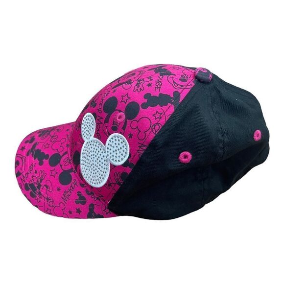 Disney Parks Mickey Mouse Baseball Hat Youth Size Cap Black And Pink - Picture 5 of 7